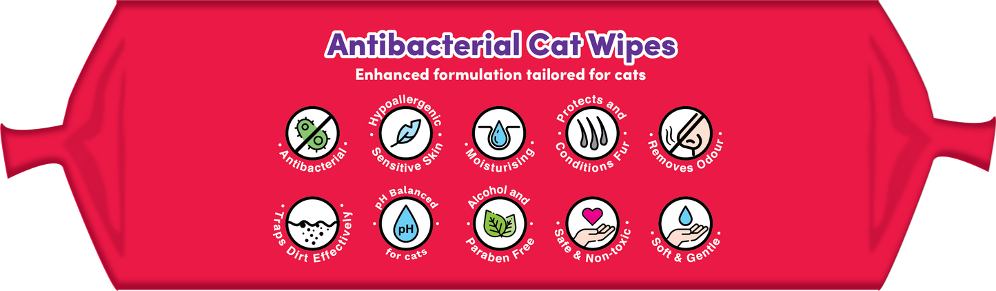 Woosh Hypoallergenic Fragrance Free Antibacterial Cat Wipes 100pcs