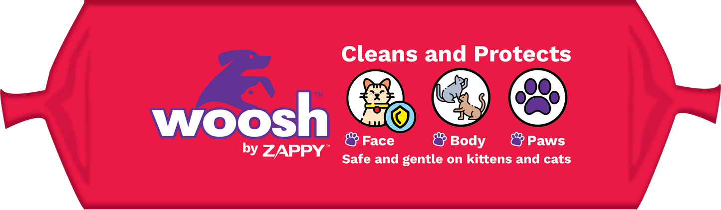 Woosh Hypoallergenic Fragrance Free Antibacterial Cat Wipes 100pcs