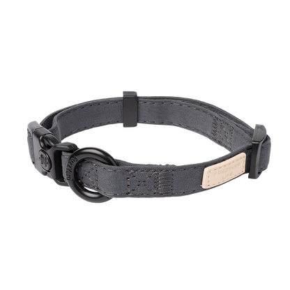 FuzzYard Life Dog Collar Soft Cotton Adjustable Collar for Dogs - Slate Grey