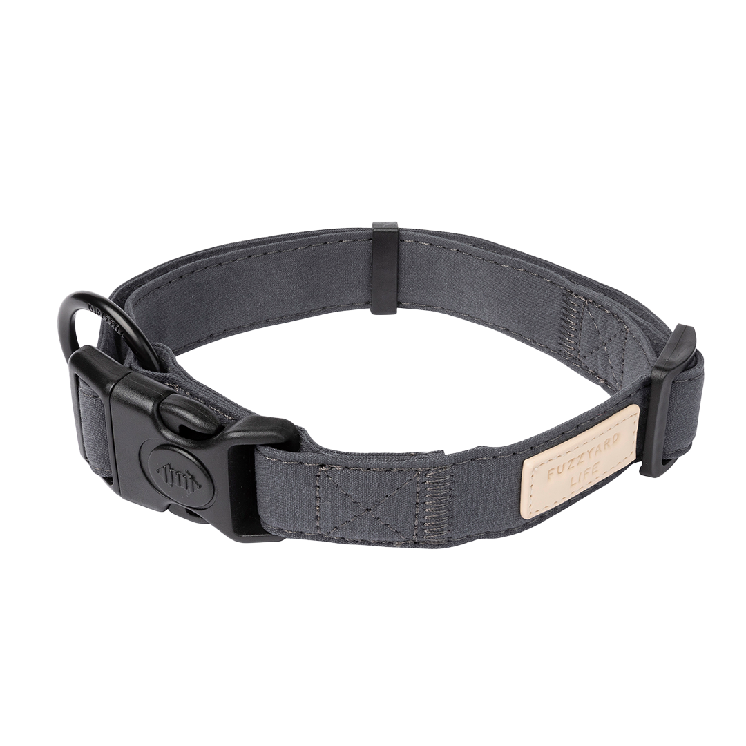 FuzzYard Life Dog Collar Soft Cotton Adjustable Collar for Dogs - Slate Grey