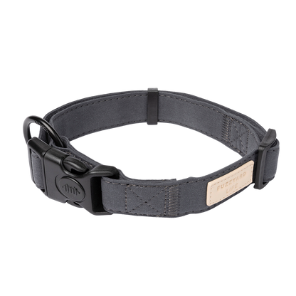FuzzYard Life Dog Collar Soft Cotton Adjustable Collar for Dogs - Slate Grey
