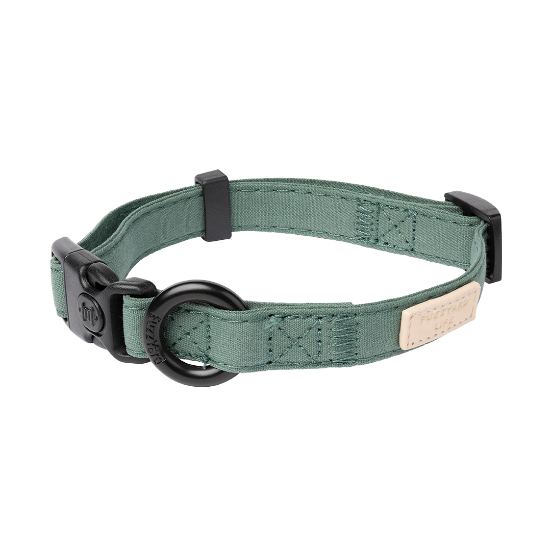 FuzzYard Life Dog Collar Soft Cotton Adjustable Collar for Dogs - Myrtle Green