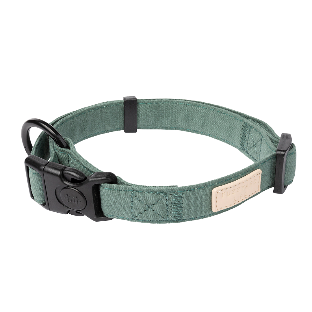 FuzzYard Life Dog Collar Soft Cotton Adjustable Collar for Dogs - Myrtle Green
