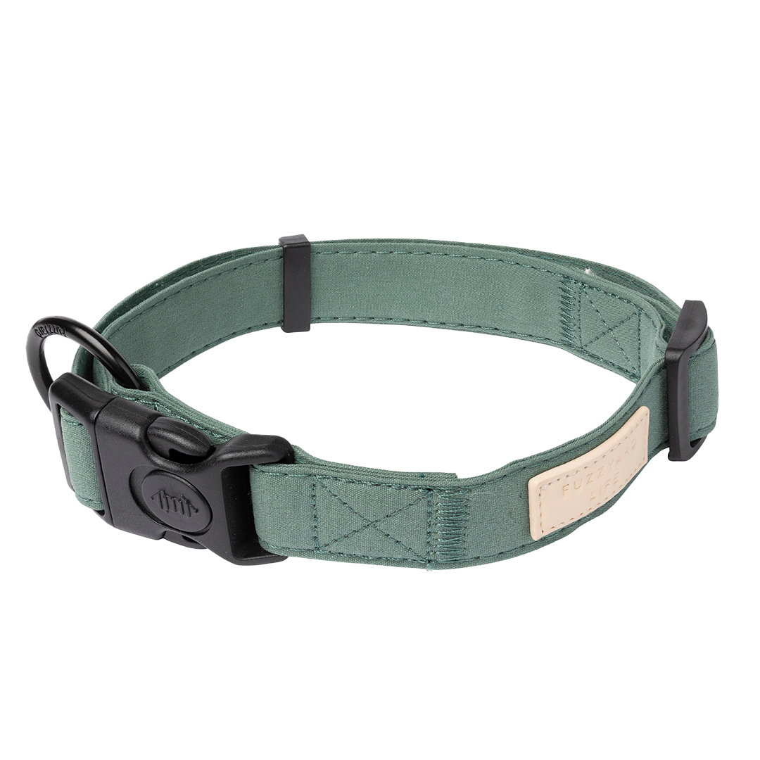 FuzzYard Life Dog Collar Soft Cotton Adjustable Collar for Dogs - Myrtle Green