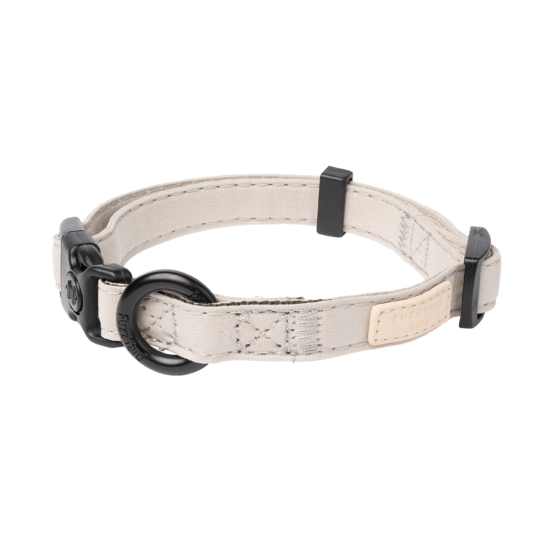 FuzzYard Life Dog Collar Soft Cotton Adjustable Collar for Dogs - Sandstone