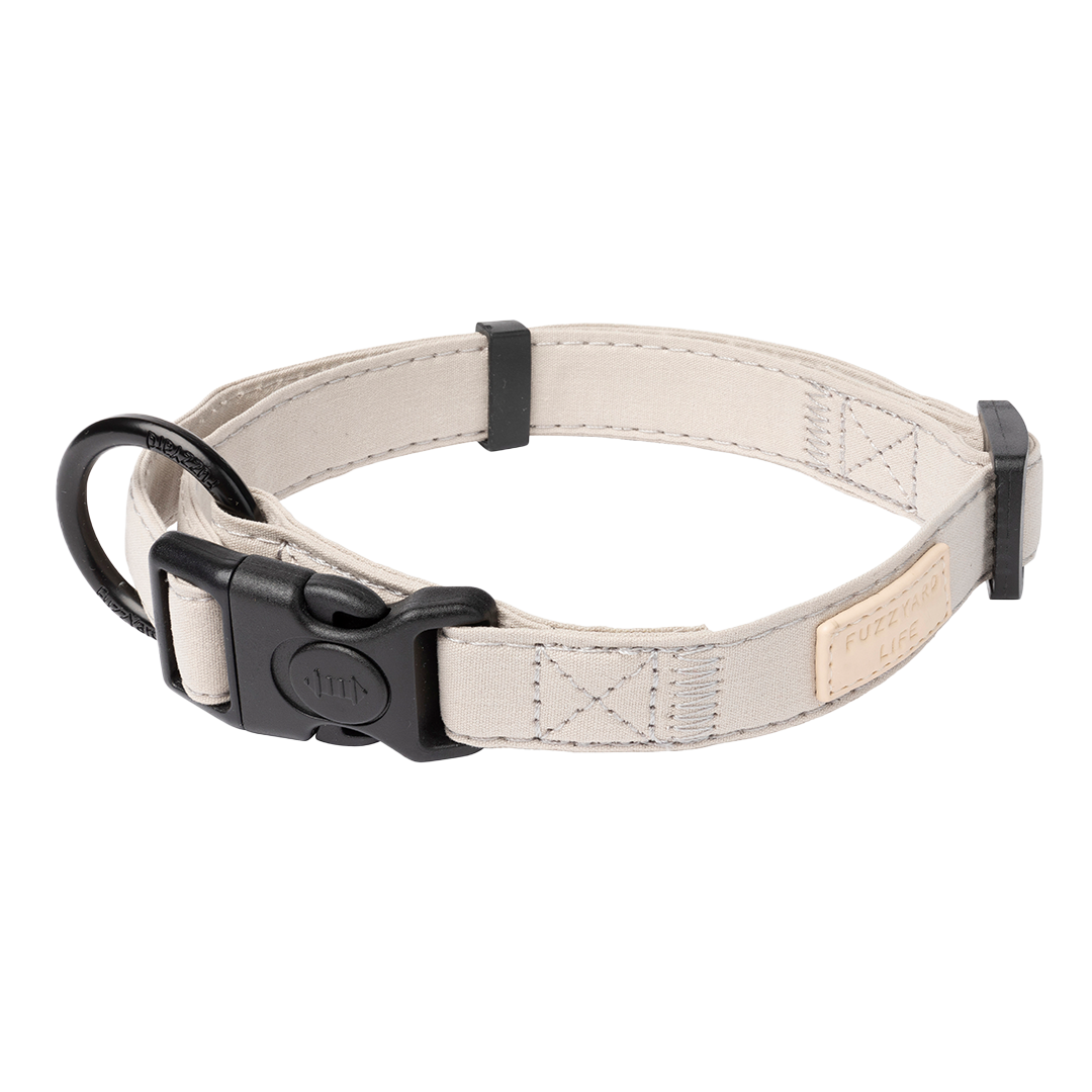 FuzzYard Life Dog Collar Soft Cotton Adjustable Collar for Dogs - Sandstone