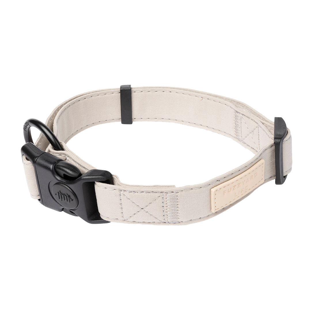 FuzzYard Life Dog Collar Soft Cotton Adjustable Collar for Dogs - Sandstone