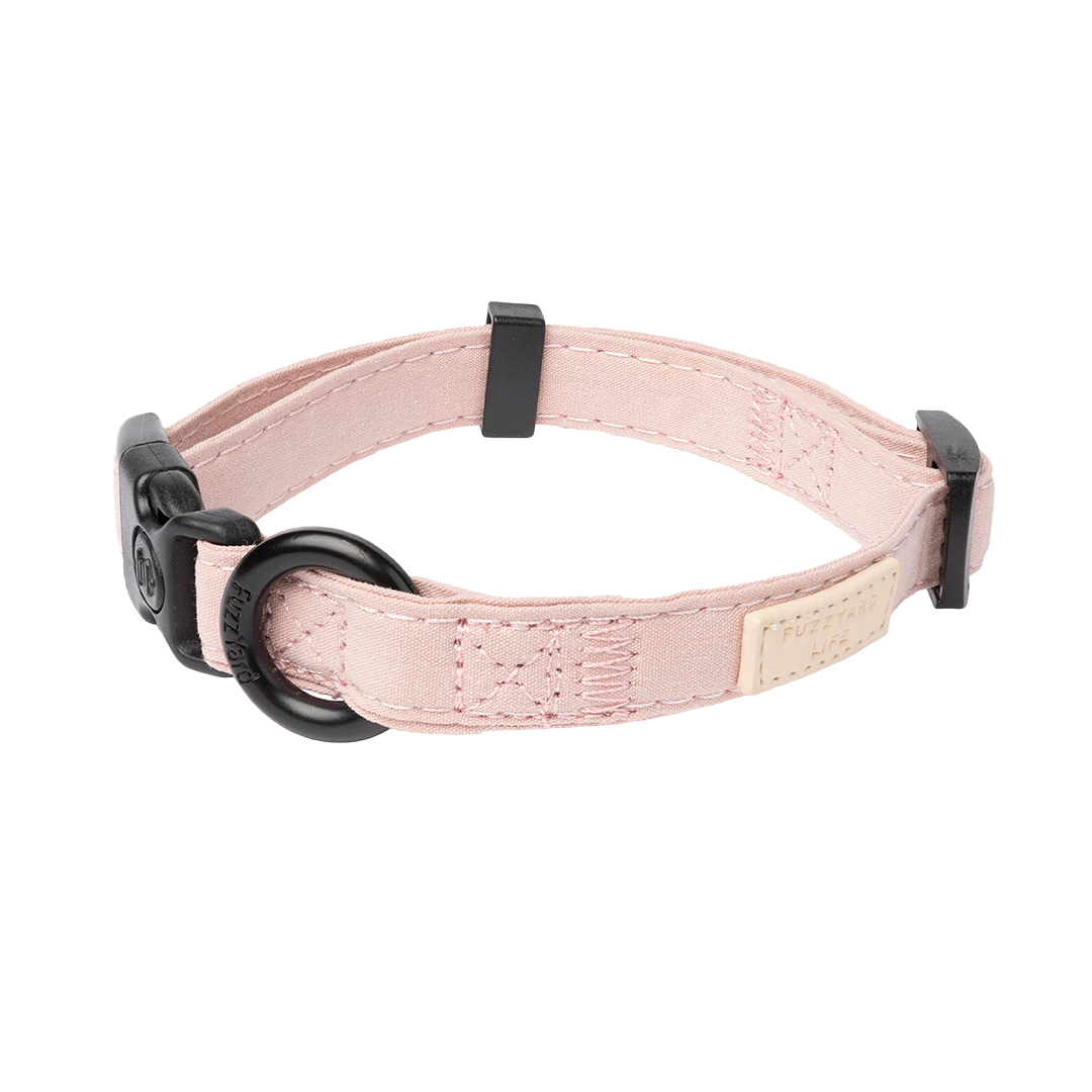FuzzYard Life Dog Collar Soft Cotton Adjustable Collar for Dogs - Soft Blush