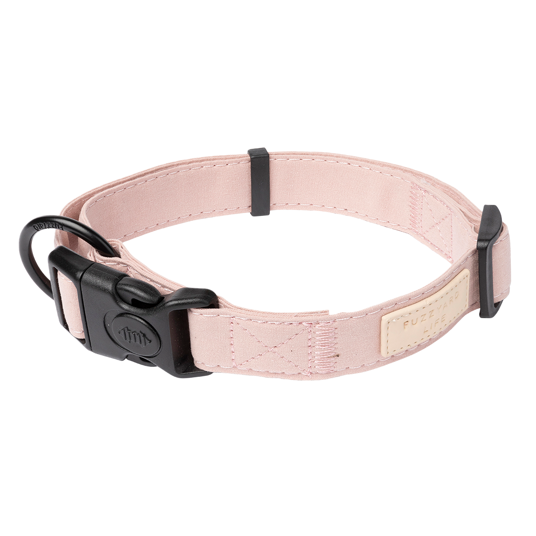FuzzYard Life Dog Collar Soft Cotton Adjustable Collar for Dogs - Soft Blush