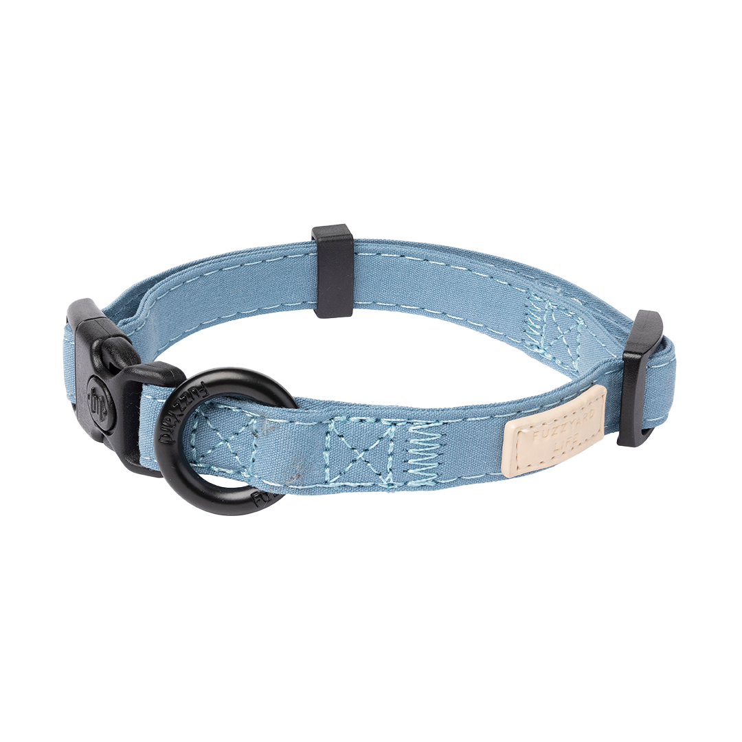 FuzzYard Life Dog Collar Soft Cotton Adjustable Collar for Dogs - French Blue
