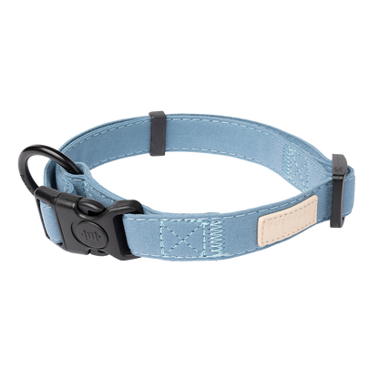 FuzzYard Life Dog Collar Soft Cotton Adjustable Collar for Dogs - French Blue