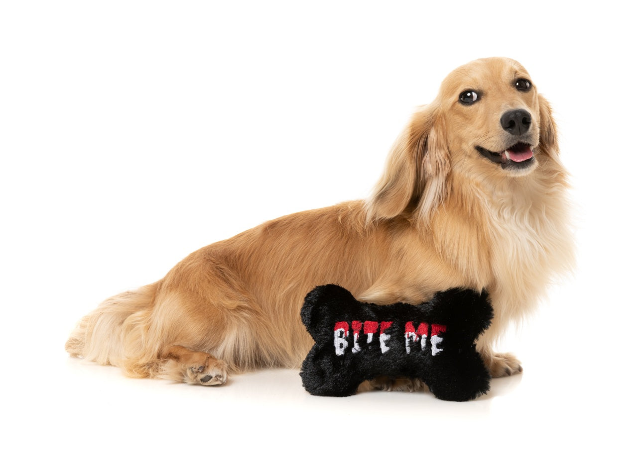 FuzzYard Halloween Bite Me Bone Plush Dog Toy with Squeaker