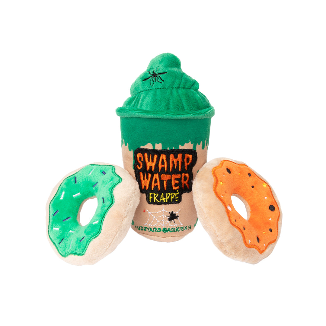 FuzzYard Halloween Swamp Water Frappe and Donuts Plush Dog Toys 3 Pack Set