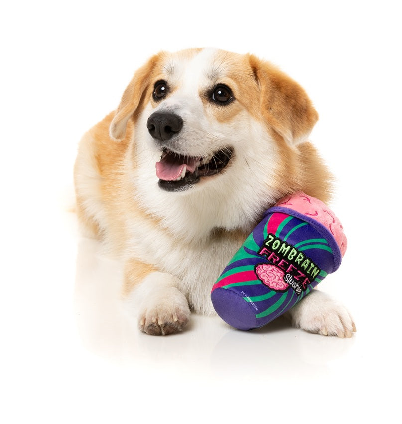 FuzzYard Halloween Zombrain Freeze Slushie Plush Dog Toy with Squeaker