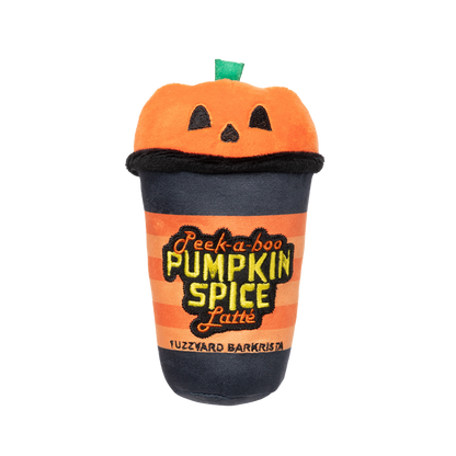 FuzzYard Halloween Peek A Boo Pumpkin Spice Latte Plush Dog Toy with Squeaker