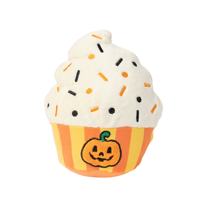 FuzzYard Halloween Happy Pumpkin Cupcake Plush Dog Toy with Squeaker