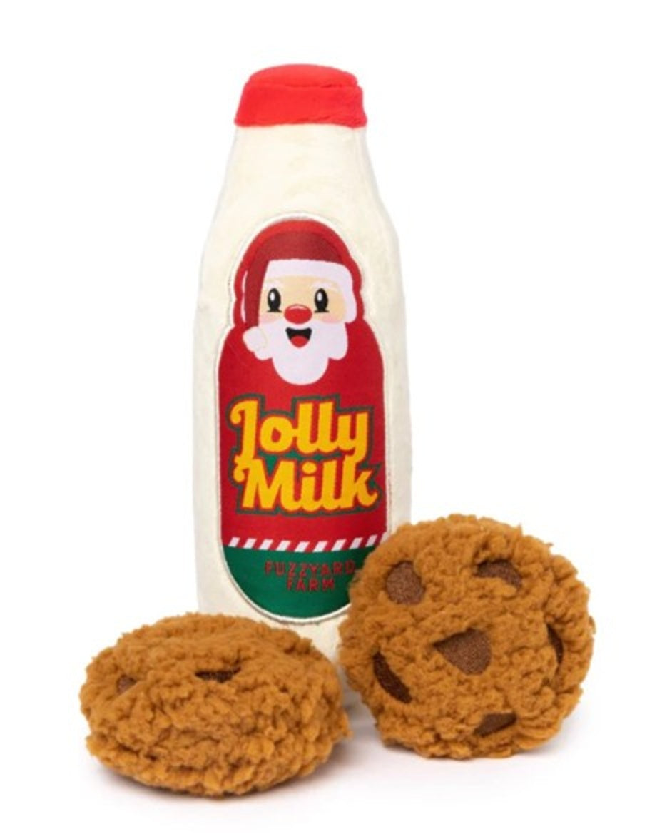 FuzzYard Christmas Jolly Milk & Cookies Plush Dog Toy 3 Piece Set