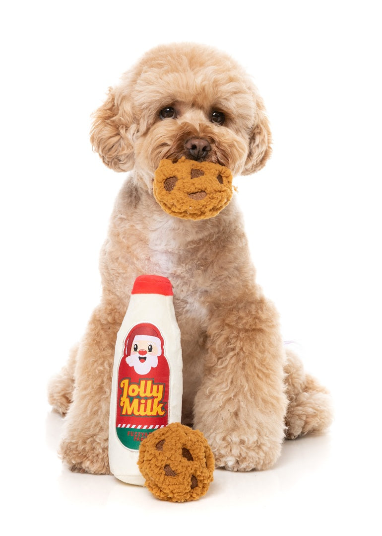 FuzzYard Christmas Jolly Milk & Cookies Plush Dog Toy 3 Piece Set