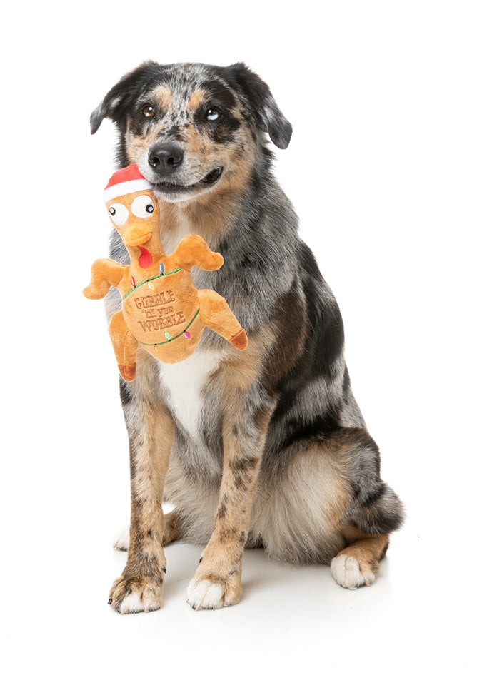 FuzzYard Christmas Gobble Til You Wobble Turkey Plush Dog Toy