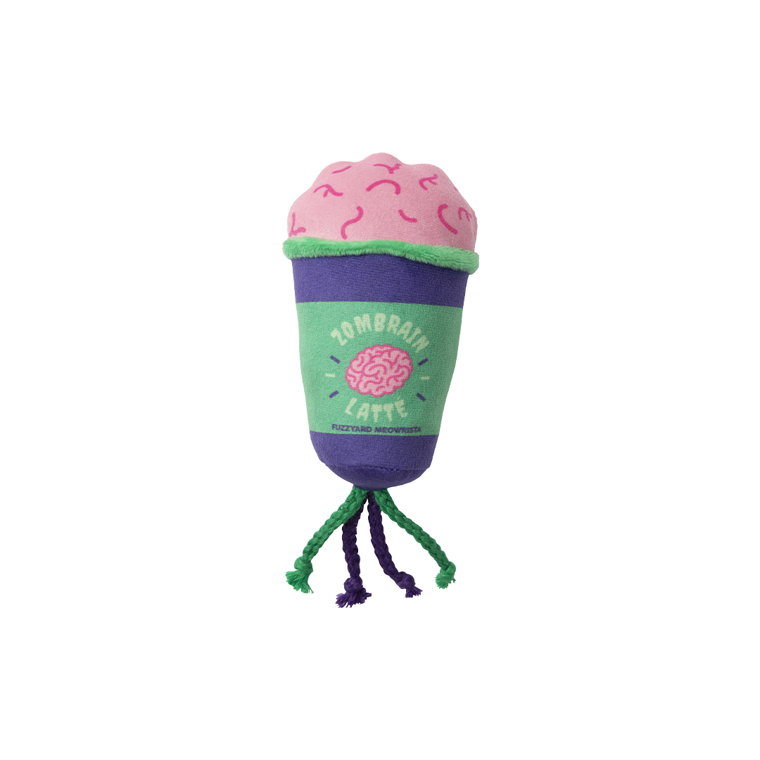 FuzzYard Meowloween Zombrain Latte Plush Cat Toy with Catnip