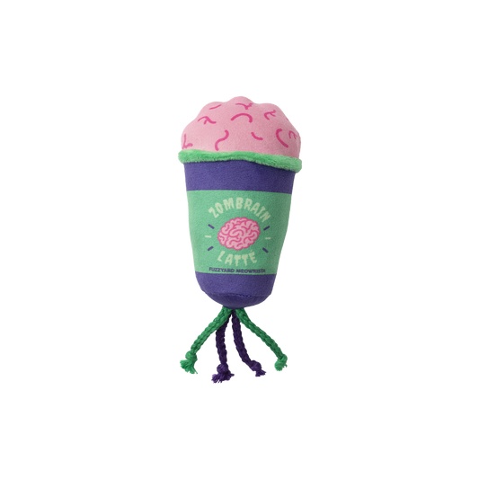 FuzzYard Meowloween Zombrain Latte Plush Cat Toy with Catnip