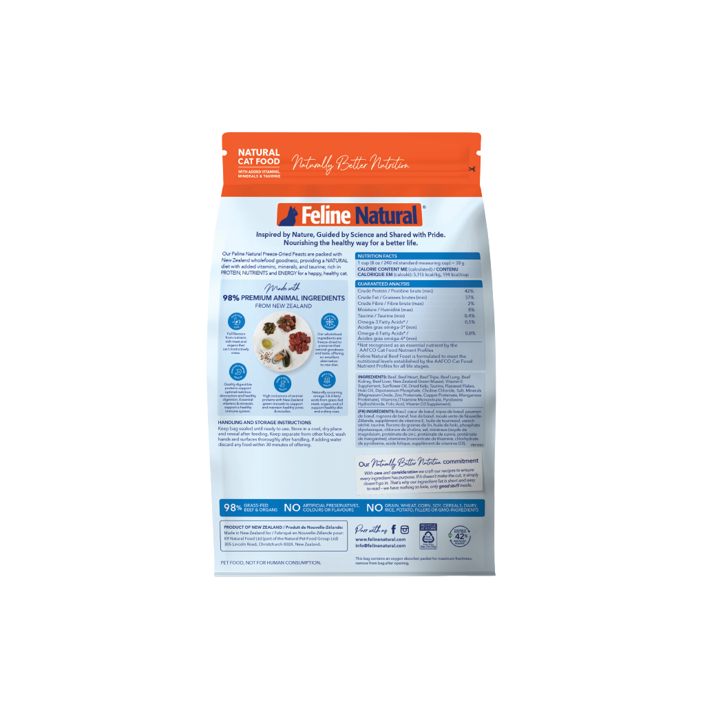 Feline Natural Freeze-Dried Beef Feast for Cats – 320g / 960g