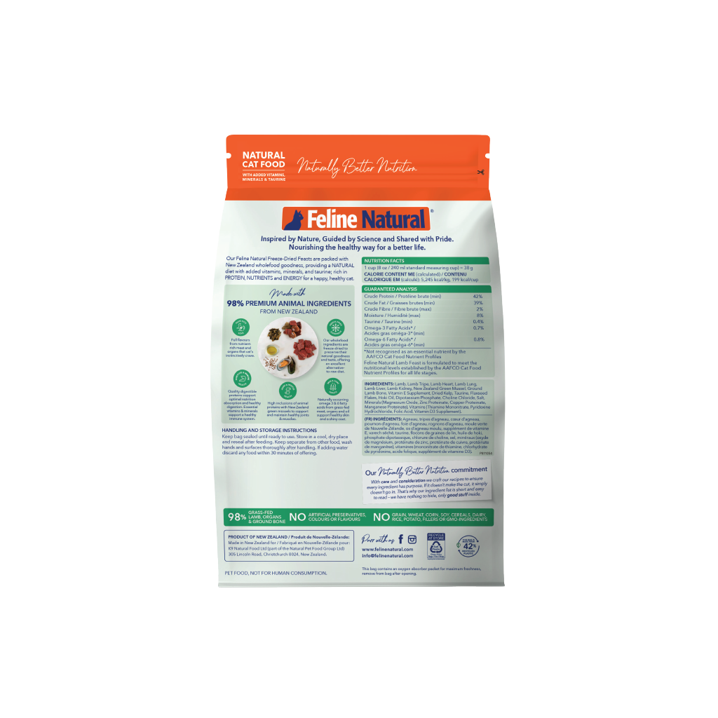 Feline Natural Freeze-Dried Lamb Feast for Cats – 320g / 960g