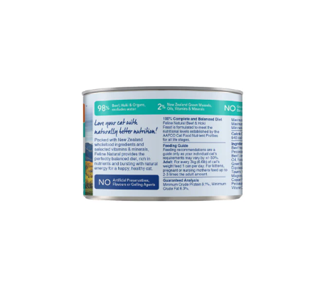 Feline Natural Beef & Hoki Canned Cat Food – 12 x 170g