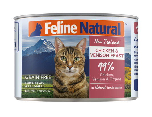 Feline Natural Chicken & Venison Canned Cat Food – 12 x 170g