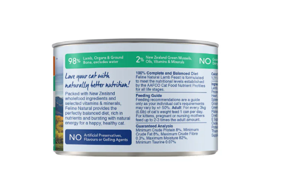 Feline Natural Lamb Canned Cat Food – 12 x 170g