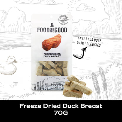 Food For The Good Freeze Dried Duck Breast Treats for Cats and Dogs 70g