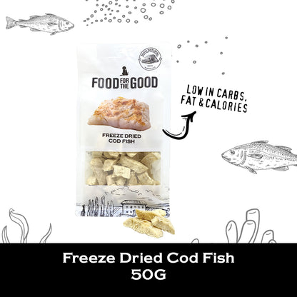 Food For The Good Freeze Dried Codfish Cubes Treats for Cats and Dogs 50g