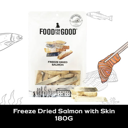 Food For The Good Freeze Dried Salmon with Skin Treats for Cats and Dogs 180g