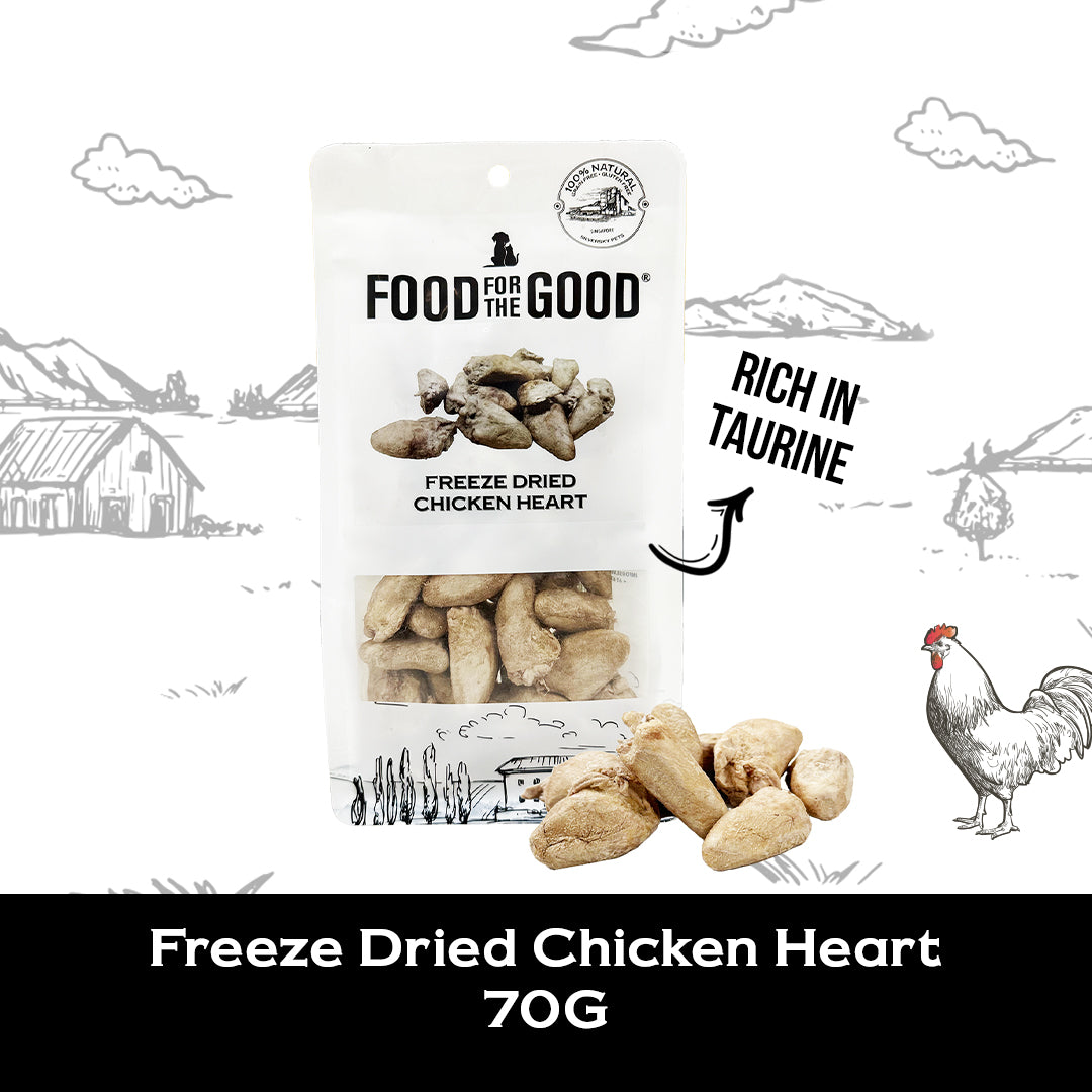 Food For The Good Freeze Dried Chicken Heart Treats for Cats and Dogs 70g
