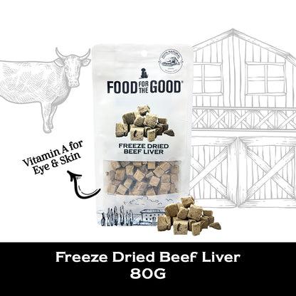 Food For The Good Freeze Dried Beef Liver Treats for Cats and Dogs 80g