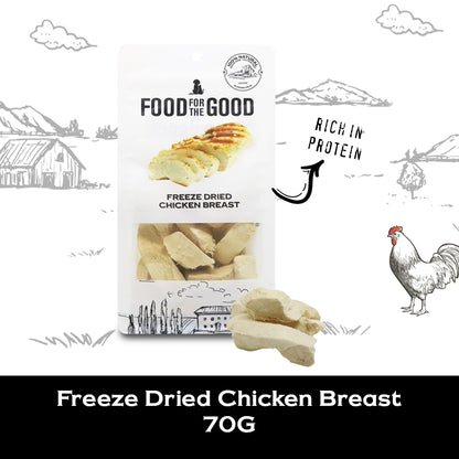 Food For The Good Freeze Dried Chicken Breast Treats for Cats and Dogs 70g