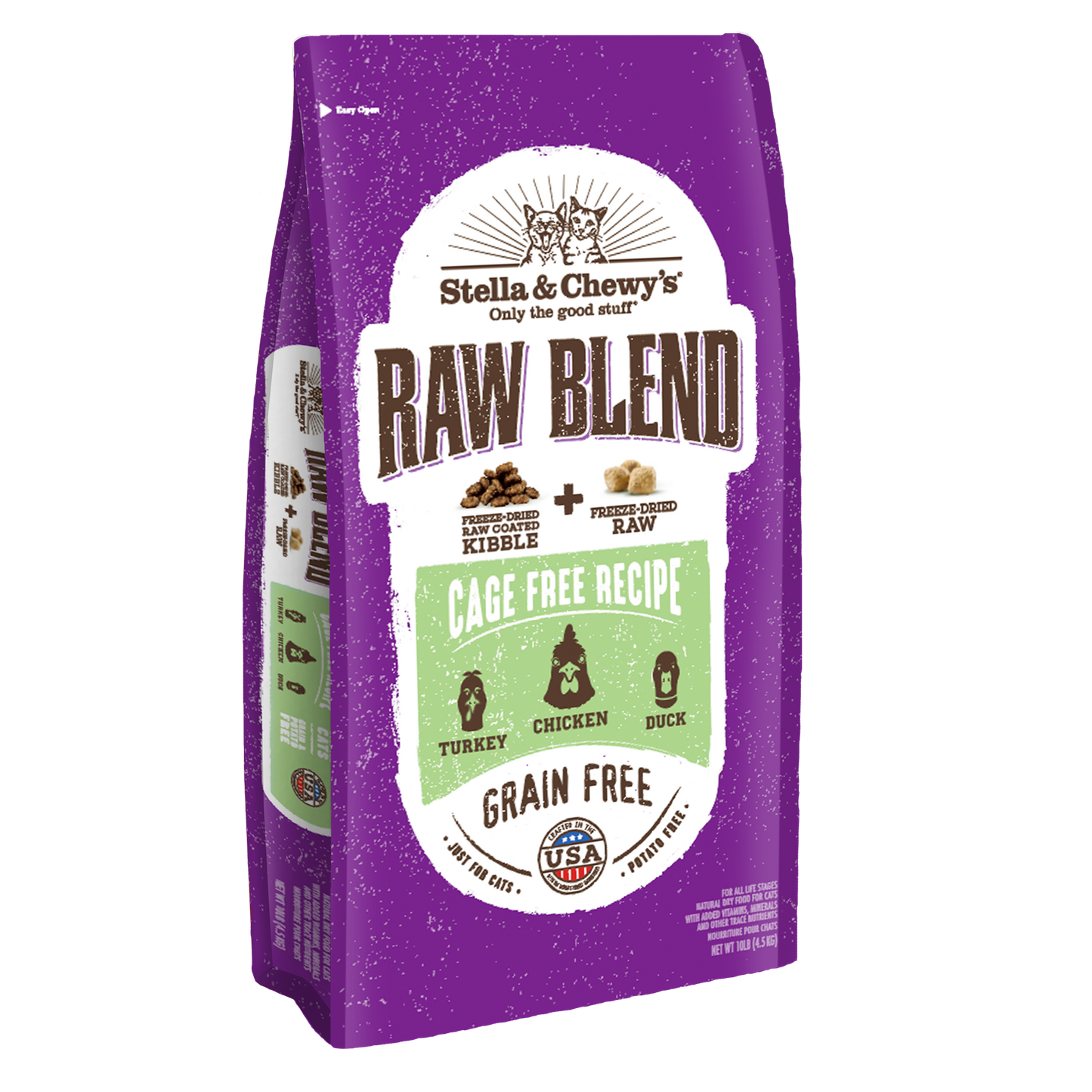 Stella and Chewy’s Raw Blend Cage Free Recipe for Cats – Turkey Chicken and Duck 10LB