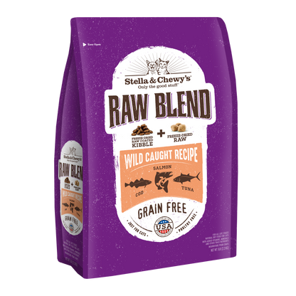 Stella and Chewy’s Raw Blend Cage Free Recipe for Cats – Wild-Caught Cod Salmon and Tuna 5LB