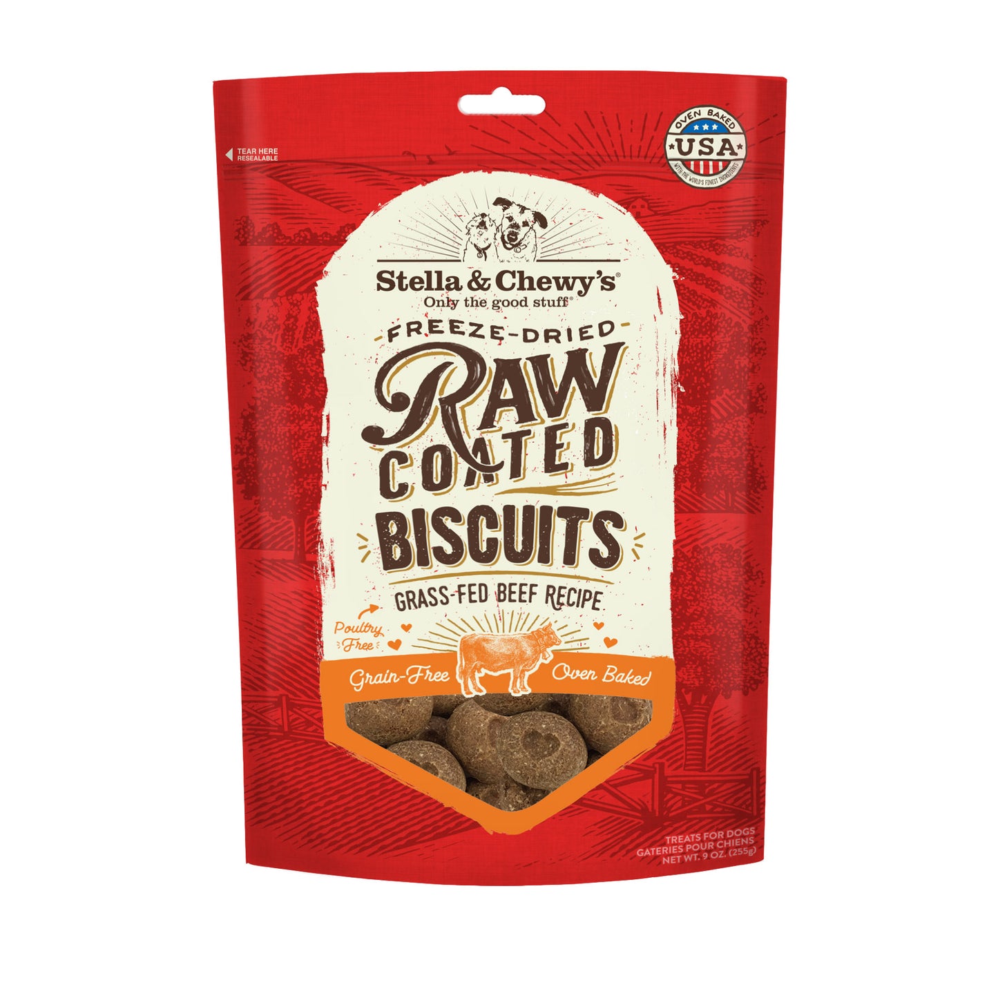Stella & Chewy’s Grass Fed Beef Raw Coated Biscuits for Dogs 9oz