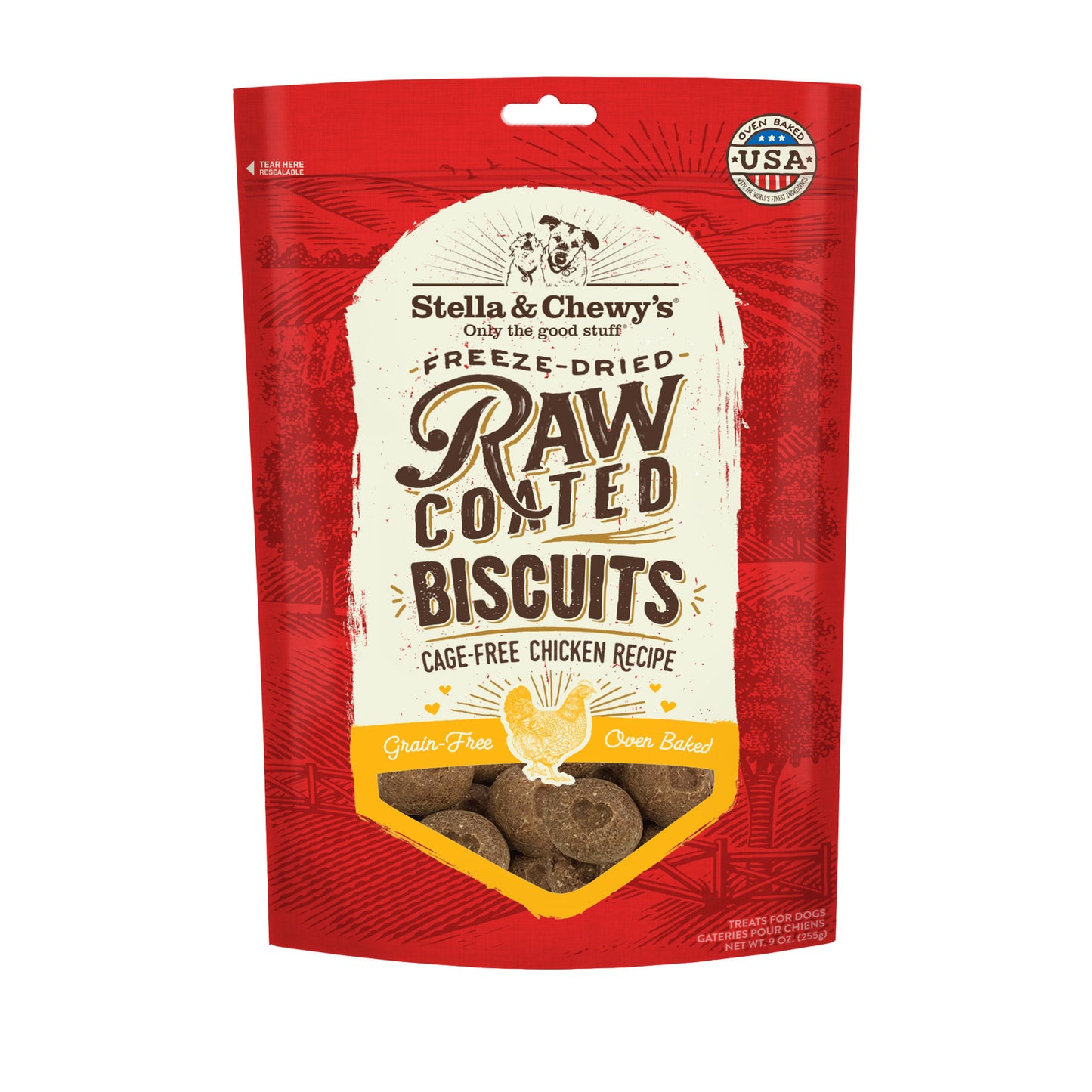 Stella & Chewy’s Cage Free Chicken Raw Coated Biscuits for Dogs 9oz