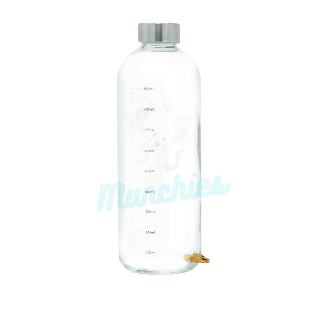 Munchies Glass Water Bottle – 1L Leak-Proof Hydration for Small Pets
