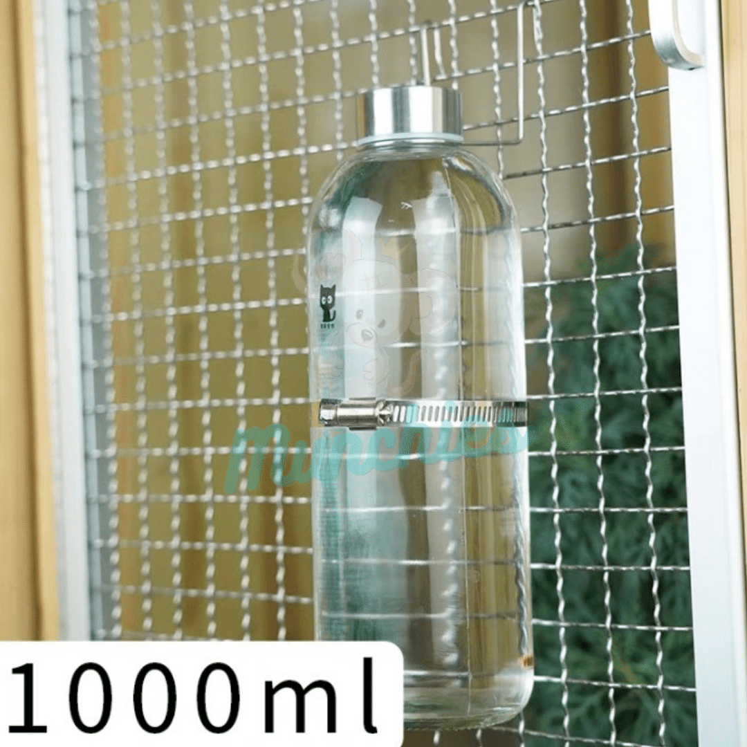 Munchies Glass Water Bottle – 1L Leak-Proof Hydration for Small Pets