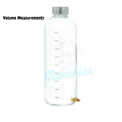 Munchies Glass Water Bottle – 1L Leak-Proof Hydration for Small Pets
