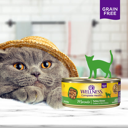Wellness Complete Health Morsels Cubed Turkey Dinner Grain Free Canned Cat Food 5.5oz