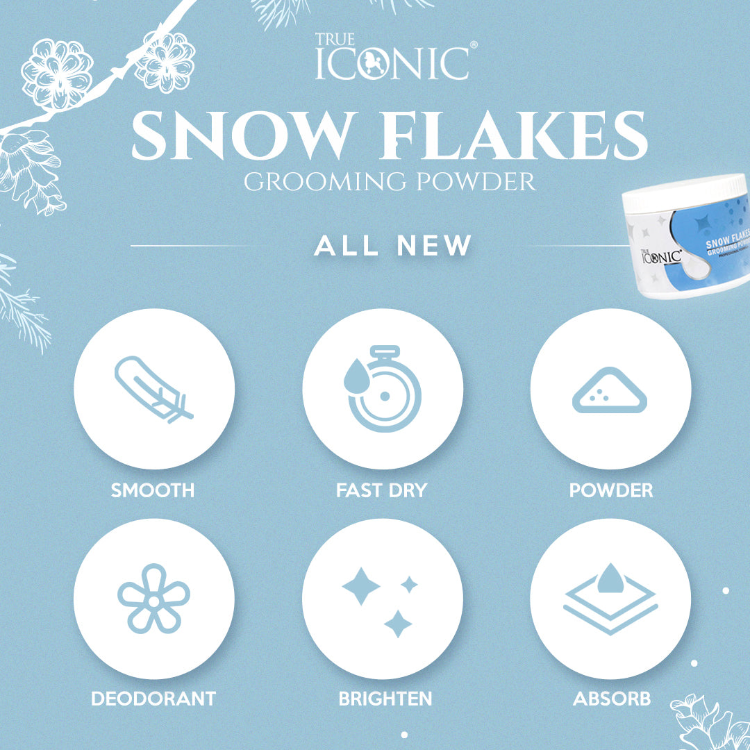 True Iconic Snow Flakes Grooming Powder for Dogs and Cats 250g Brightening and Deodorising