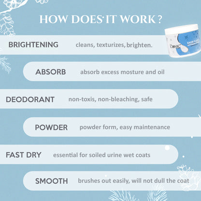 True Iconic Snow Flakes Grooming Powder for Dogs and Cats 250g Brightening and Deodorising
