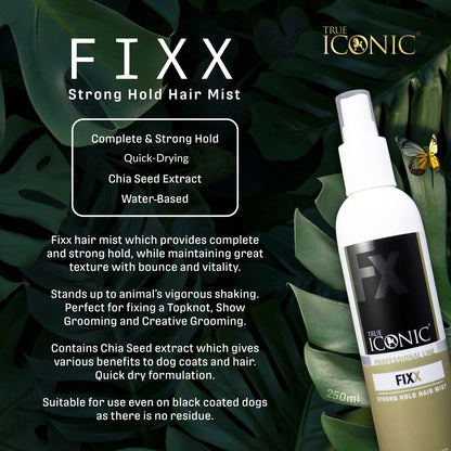 True Iconic Fixx Strong Hold Hair Mist for Dogs 250ml Show Grooming Spray