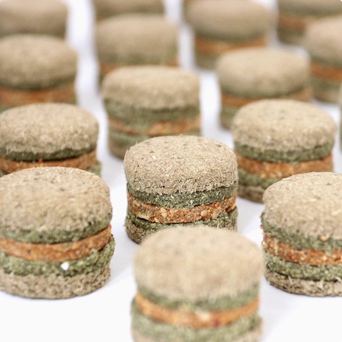 Munchies Handmade Hamburger Hay Cake – 4pcs Natural Treats for Rabbits, Guinea Pigs & Chinchillas