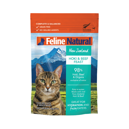 Feline Natural Hoki & Beef Wet Cat Food – 12 x 85g Pouches