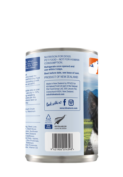 K9 Natural Canned Beef Feast for Dogs – 370g (12 Cans)